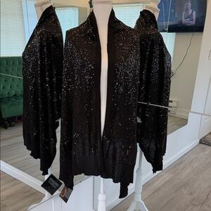 IMAN Black Sequin Wrap Scarf